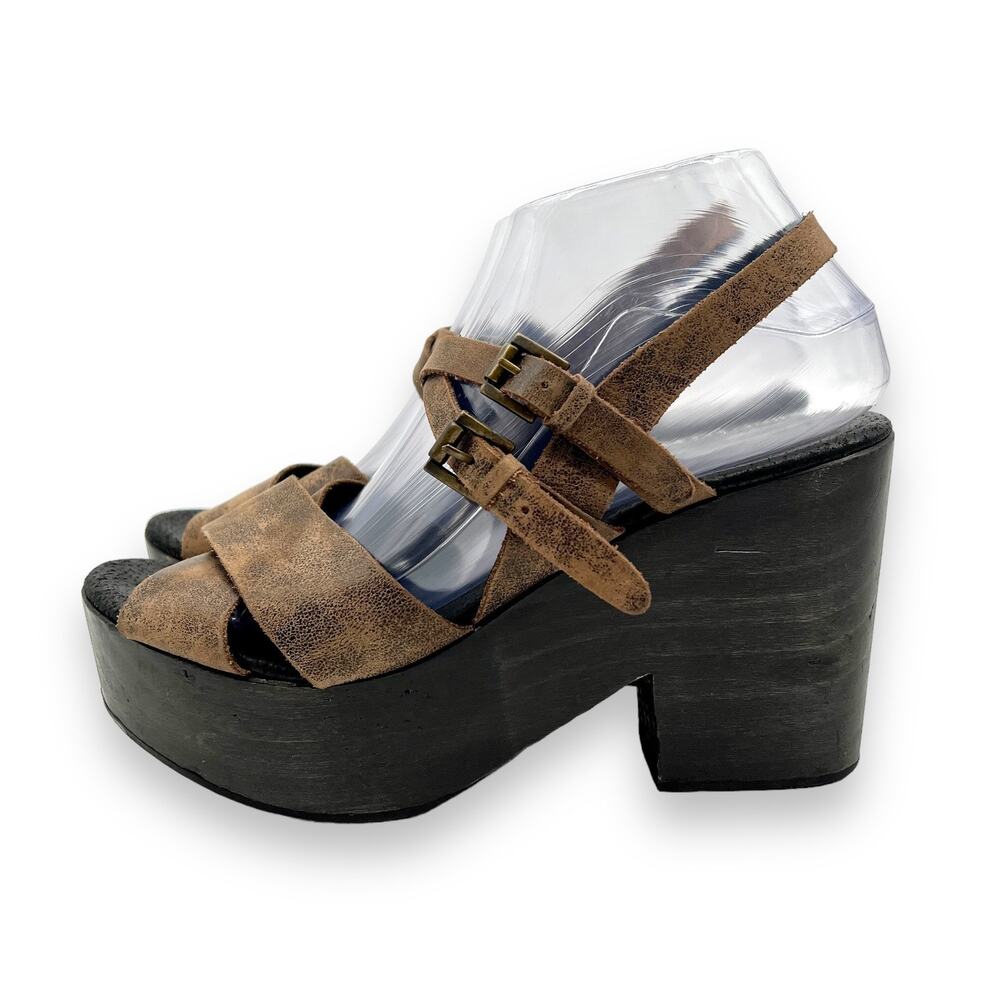 Freebird By Steven Ali Brown Leather Block Heel P… - image 3